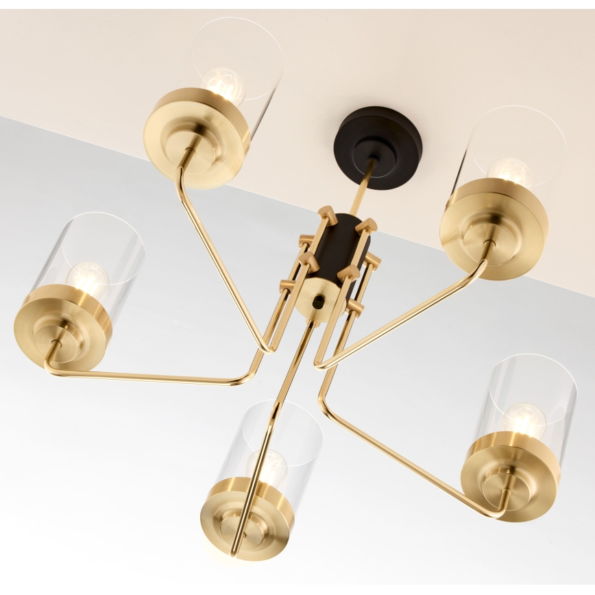 Jupiter 2088 - RAMIREZ rod-mounted chandelier 5xE27/15W/230V gold/black