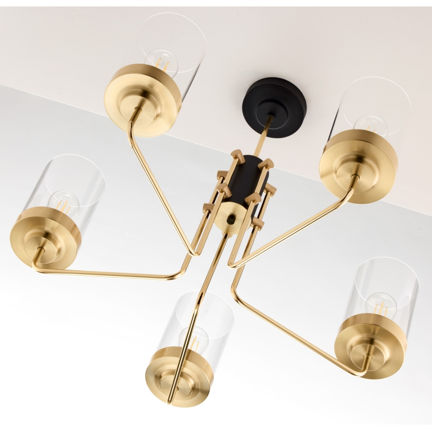 Jupiter 2088 - RAMIREZ rod-mounted chandelier 5xE27/15W/230V gold/black