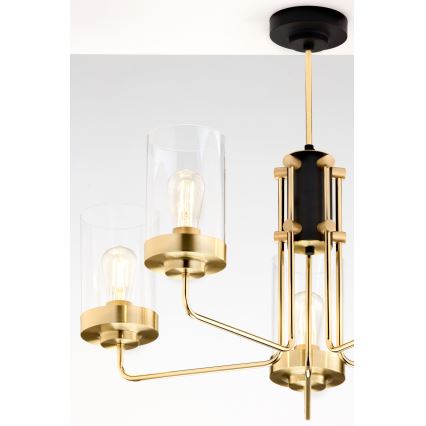 Jupiter 2088 - RAMIREZ rod-mounted chandelier 5xE27/15W/230V gold/black
