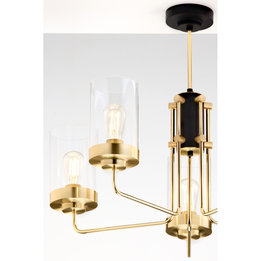 Jupiter 2088 - RAMIREZ rod-mounted chandelier 5xE27/15W/230V gold/black