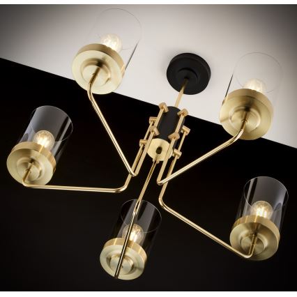 Jupiter 2088 - RAMIREZ rod-mounted chandelier 5xE27/15W/230V gold/black