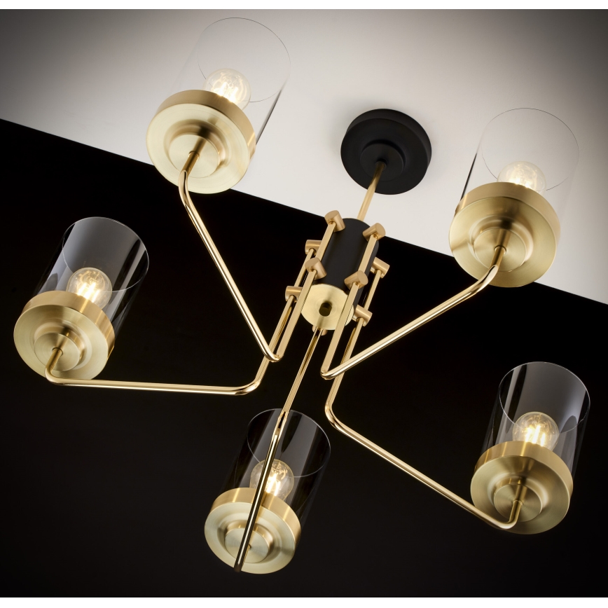 Jupiter 2088 - RAMIREZ rod-mounted chandelier 5xE27/15W/230V gold/black