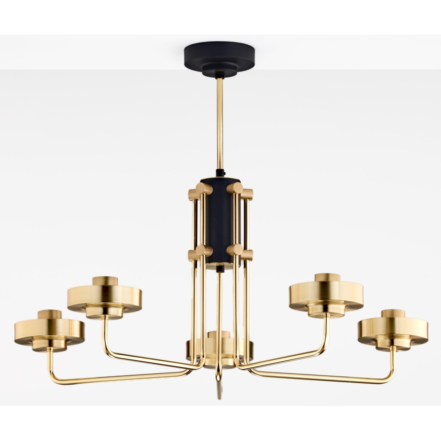 Jupiter 2088 - RAMIREZ rod-mounted chandelier 5xE27/15W/230V gold/black