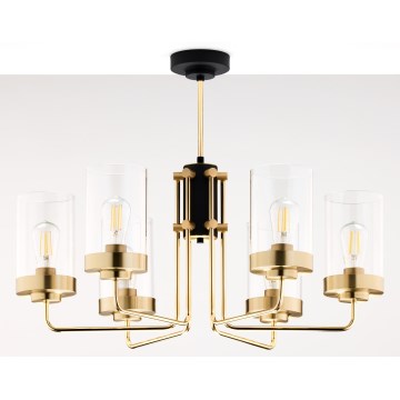Jupiter 2089 - RAMIREZ Rod-Mounted Chandelier 6xE27/15W/230V Gold/Black