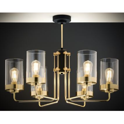 Jupiter 2089 - RAMIREZ Rod-Mounted Chandelier 6xE27/15W/230V Gold/Black
