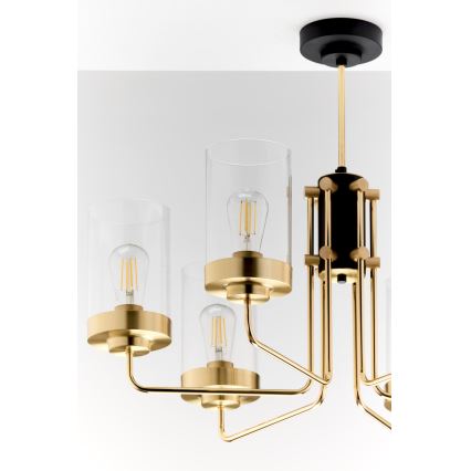 Jupiter 2089 - RAMIREZ Rod-Mounted Chandelier 6xE27/15W/230V Gold/Black