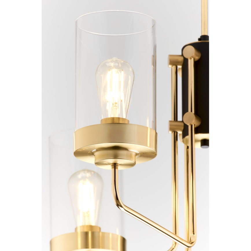 Jupiter 2089 - RAMIREZ Rod-Mounted Chandelier 6xE27/15W/230V Gold/Black