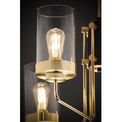 Jupiter 2089 - RAMIREZ Rod-Mounted Chandelier 6xE27/15W/230V Gold/Black