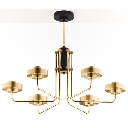 Jupiter 2089 - RAMIREZ Rod-Mounted Chandelier 6xE27/15W/230V Gold/Black
