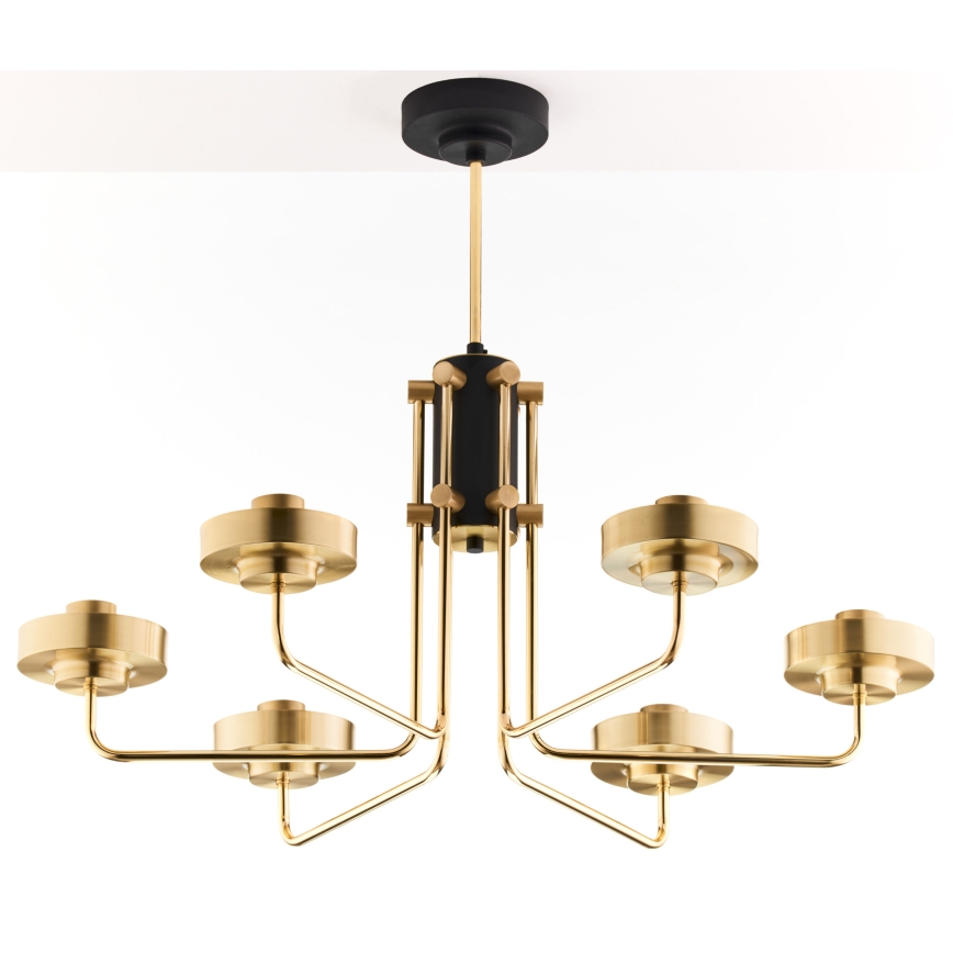 Jupiter 2089 - RAMIREZ Rod-Mounted Chandelier 6xE27/15W/230V Gold/Black