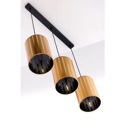 Jupiter 2092 - CORTINA Cable Pendant Light 3xE27/15W/230V, Gold/Black
