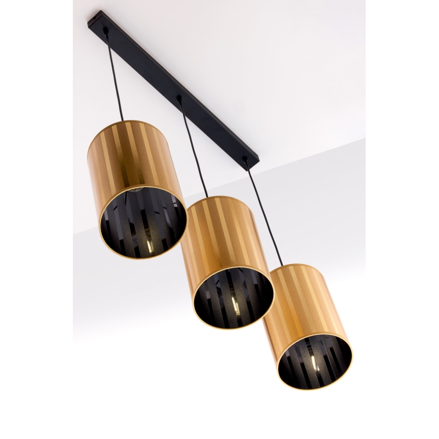 Jupiter 2092 - CORTINA Cable Pendant Light 3xE27/15W/230V, Gold/Black