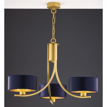Jupiter 2093 - ARTHUR chain-hung chandelier 3xE27/15W/230V blue/gold