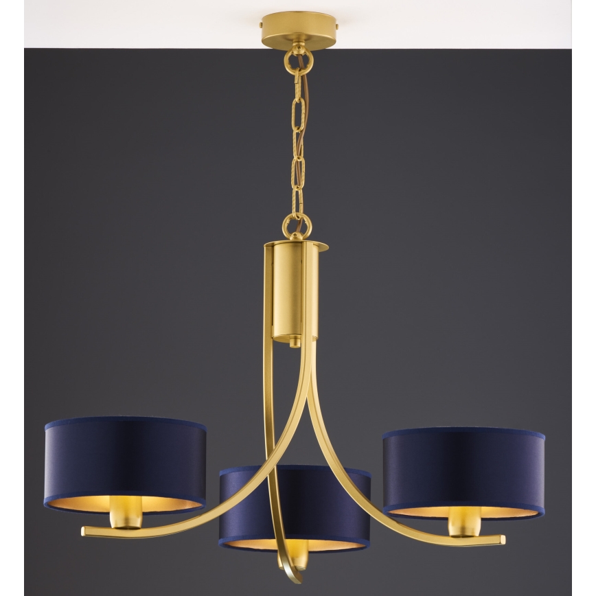 Jupiter 2093 - ARTHUR chain-hung chandelier 3xE27/15W/230V blue/gold