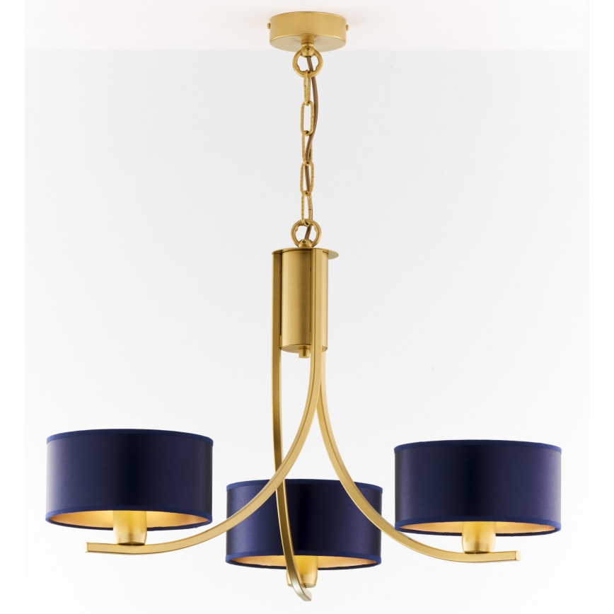 Jupiter 2093 - ARTHUR chain-hung chandelier 3xE27/15W/230V blue/gold
