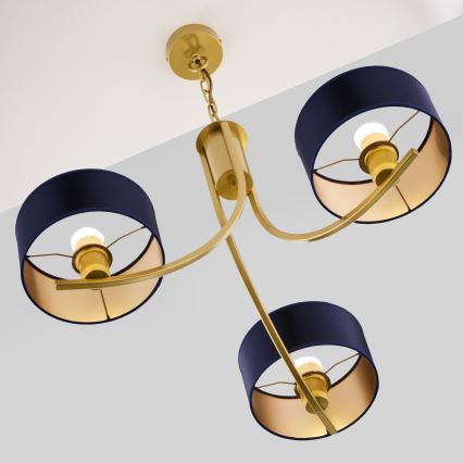 Jupiter 2093 - ARTHUR chain-hung chandelier 3xE27/15W/230V blue/gold