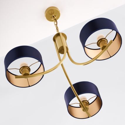 Jupiter 2093 - ARTHUR chain-hung chandelier 3xE27/15W/230V blue/gold