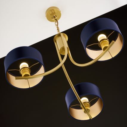Jupiter 2093 - ARTHUR chain-hung chandelier 3xE27/15W/230V blue/gold