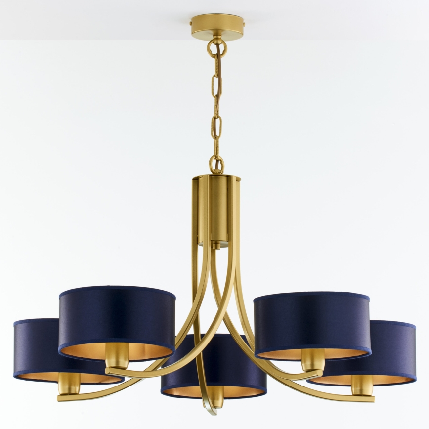 Jupiter 2094 - ARTHUR Chain-hung Chandelier 5xE27/15W/230V Blue/Gold