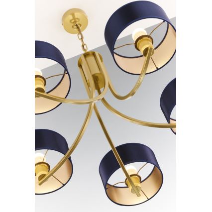 Jupiter 2094 - ARTHUR Chain-hung Chandelier 5xE27/15W/230V Blue/Gold