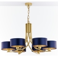 Jupiter 2095 - Chain-hung chandelier ARTHUR 6xE27/15W/230V blue/gold