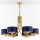 Jupiter 2095 - Chain-hung chandelier ARTHUR 6xE27/15W/230V blue/gold