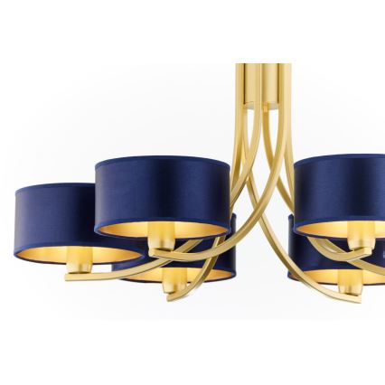 Jupiter 2095 - Chain-hung chandelier ARTHUR 6xE27/15W/230V blue/gold