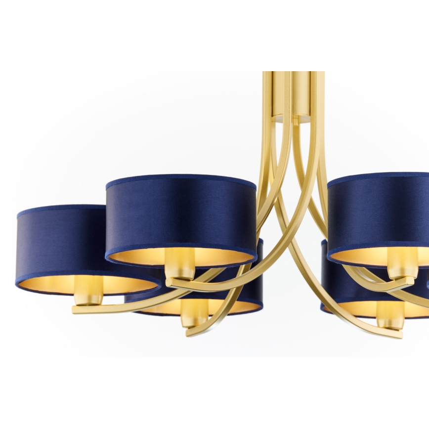 Jupiter 2095 - Chain-hung chandelier ARTHUR 6xE27/15W/230V blue/gold