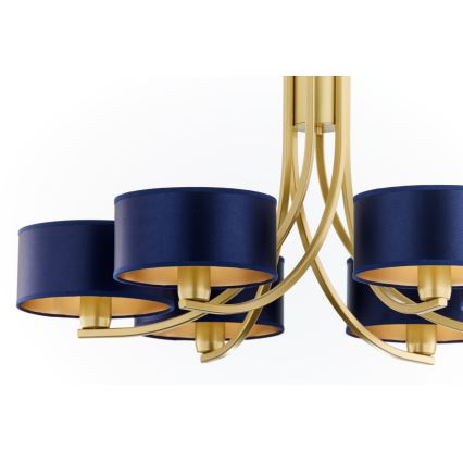Jupiter 2095 - Chain-hung chandelier ARTHUR 6xE27/15W/230V blue/gold