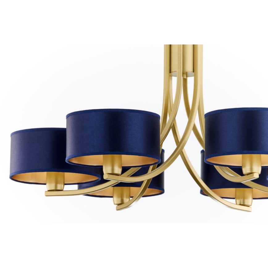 Jupiter 2095 - Chain-hung chandelier ARTHUR 6xE27/15W/230V blue/gold