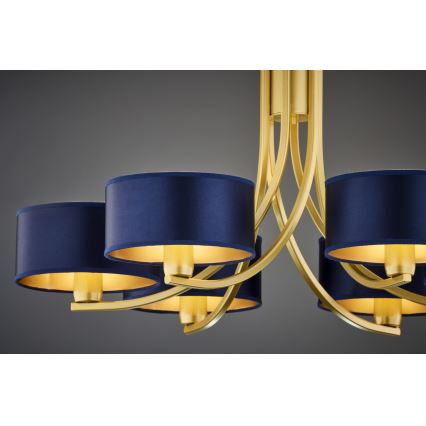 Jupiter 2095 - Chain-hung chandelier ARTHUR 6xE27/15W/230V blue/gold