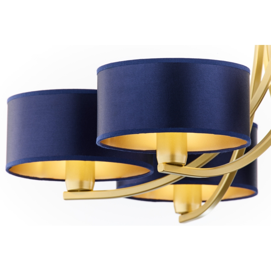 Jupiter 2095 - Chain-hung chandelier ARTHUR 6xE27/15W/230V blue/gold