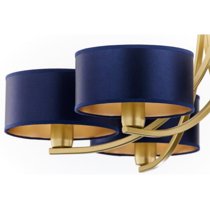 Jupiter 2095 - Chain-hung chandelier ARTHUR 6xE27/15W/230V blue/gold