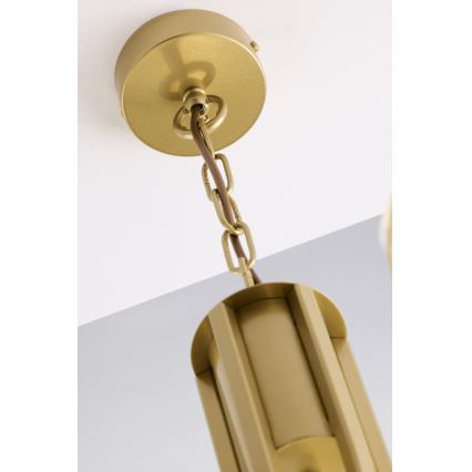 Jupiter 2095 - Chain-hung chandelier ARTHUR 6xE27/15W/230V blue/gold