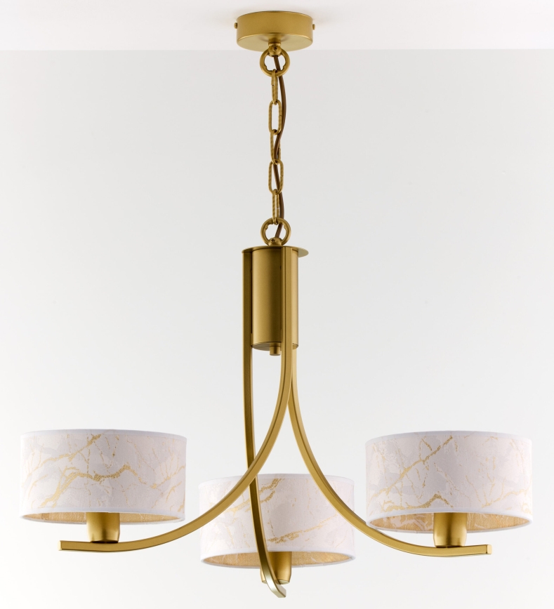 Jupiter 2096 - ARTHUR chain-hung chandelier 3xE27/15W/230V white/gold/marble decor