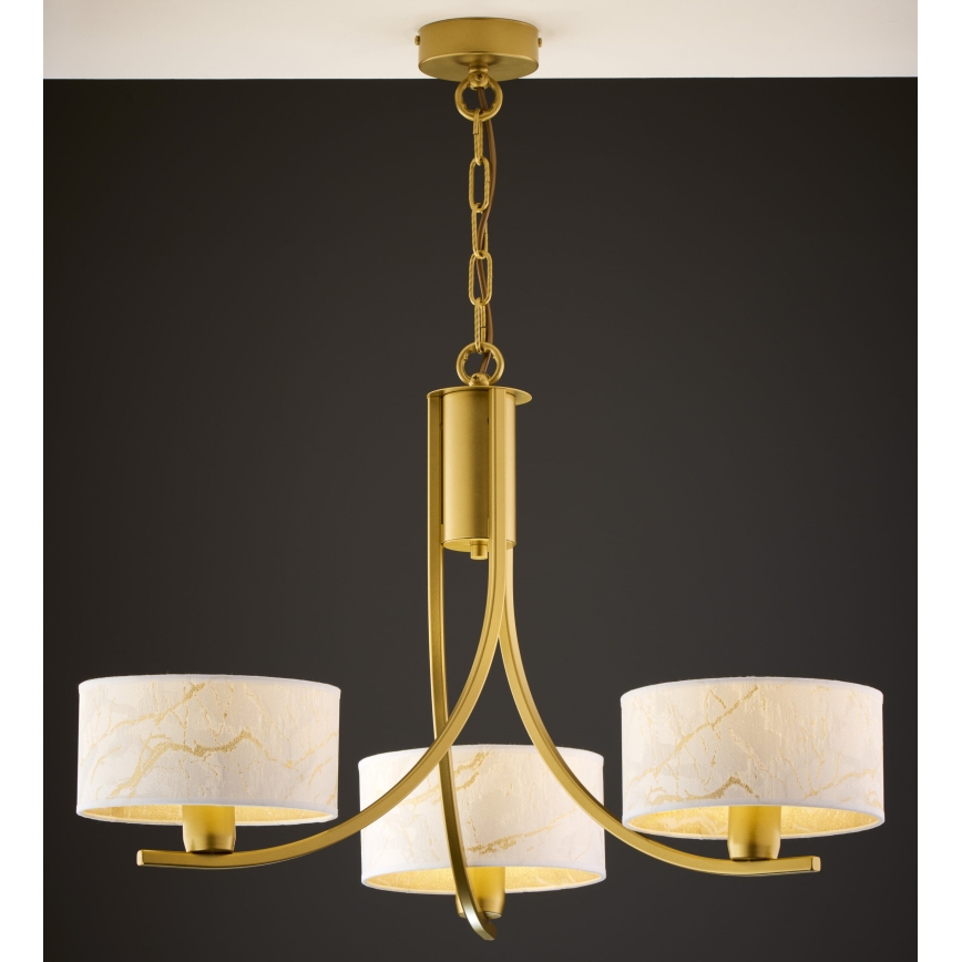 Jupiter 2096 - ARTHUR chain-hung chandelier 3xE27/15W/230V white/gold/marble decor