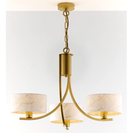 Jupiter 2096 - ARTHUR chain-hung chandelier 3xE27/15W/230V white/gold/marble decor