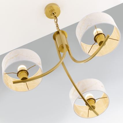 Jupiter 2096 - ARTHUR chain-hung chandelier 3xE27/15W/230V white/gold/marble decor