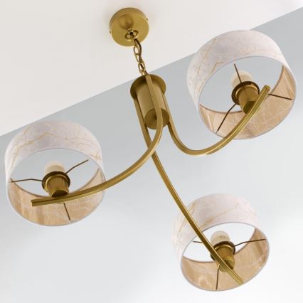 Jupiter 2096 - ARTHUR chain-hung chandelier 3xE27/15W/230V white/gold/marble decor