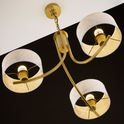 Jupiter 2096 - ARTHUR chain-hung chandelier 3xE27/15W/230V white/gold/marble decor