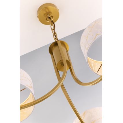 Jupiter 2096 - ARTHUR chain-hung chandelier 3xE27/15W/230V white/gold/marble decor
