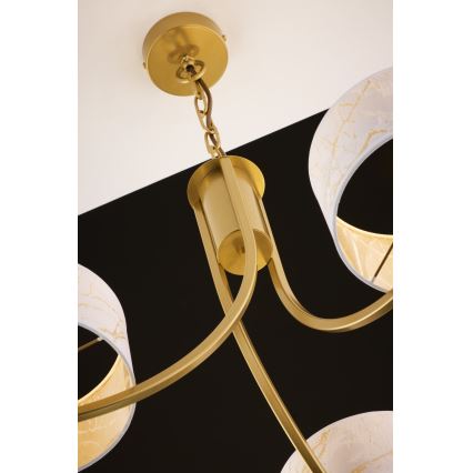 Jupiter 2096 - ARTHUR chain-hung chandelier 3xE27/15W/230V white/gold/marble decor