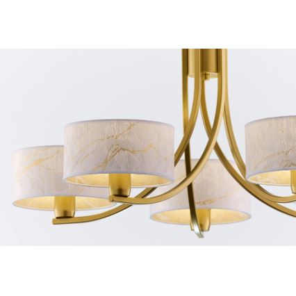 Jupiter 2097 - Chain-hung chandelier ARTHUR 5xE27/15W/230V white/gold/marble-effect