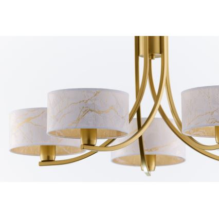 Jupiter 2097 - Chain-hung chandelier ARTHUR 5xE27/15W/230V white/gold/marble-effect