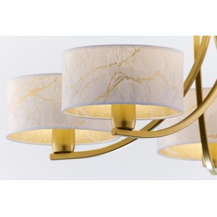 Jupiter 2097 - Chain-hung chandelier ARTHUR 5xE27/15W/230V white/gold/marble-effect