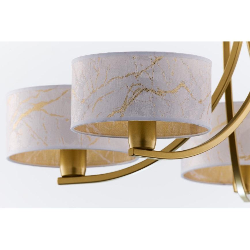 Jupiter 2097 - Chain-hung chandelier ARTHUR 5xE27/15W/230V white/gold/marble-effect