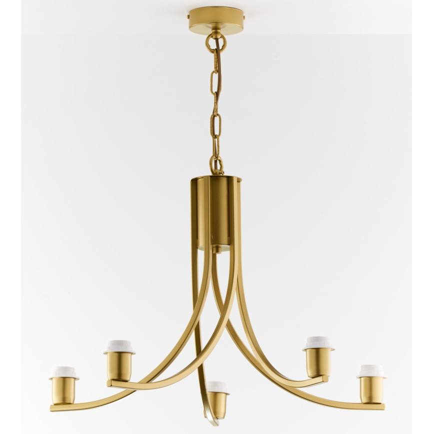 Jupiter 2097 - Chain-hung chandelier ARTHUR 5xE27/15W/230V white/gold/marble-effect