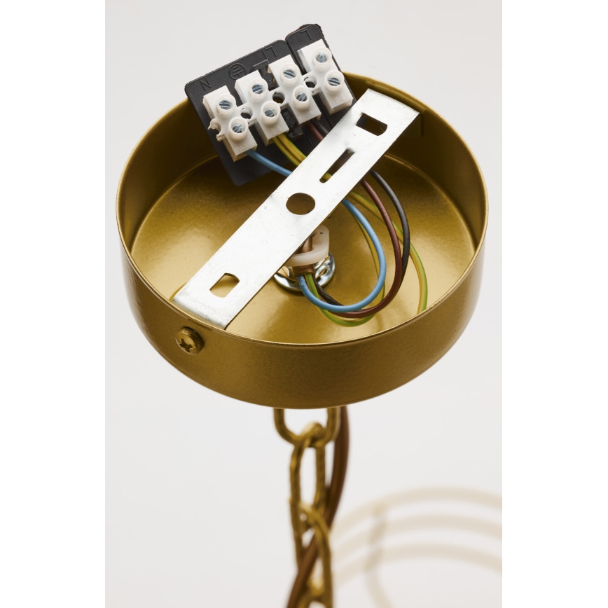 Jupiter 2097 - Chain-hung chandelier ARTHUR 5xE27/15W/230V white/gold/marble-effect