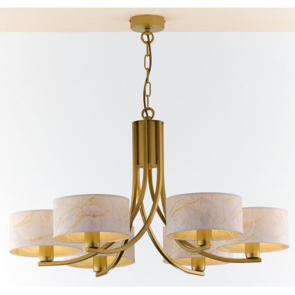 Jupiter 2098 - ARTHUR Chain Chandelier 6xE27/15W/230V white/gold/marble effect