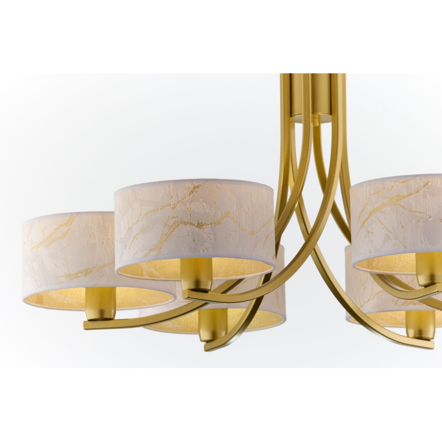 Jupiter 2098 - ARTHUR Chain Chandelier 6xE27/15W/230V white/gold/marble effect